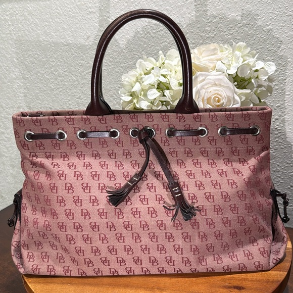 Dooney & Bourke Plum/Burgundy Monogram Canvas Bag. - Picture 2 of 16